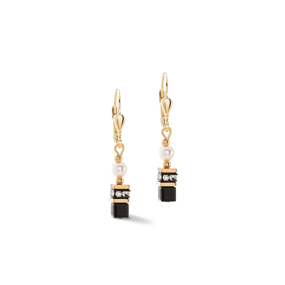 Coeur De Lion Gold Sparkling Princess Black Earrings