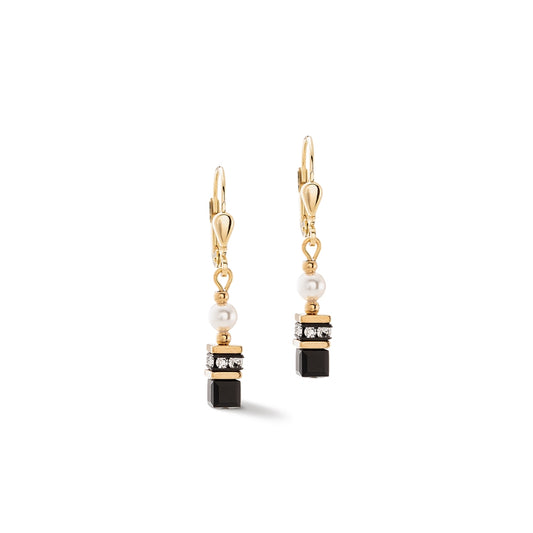 Coeur De Lion Gold Sparkling Princess Black Earrings