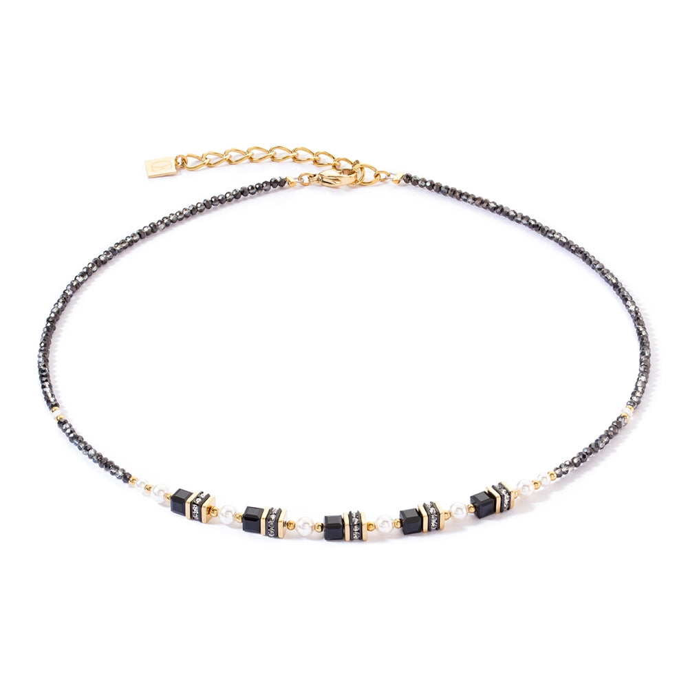 Coeur De Lion Gold Sparkling Princess Black Necklace