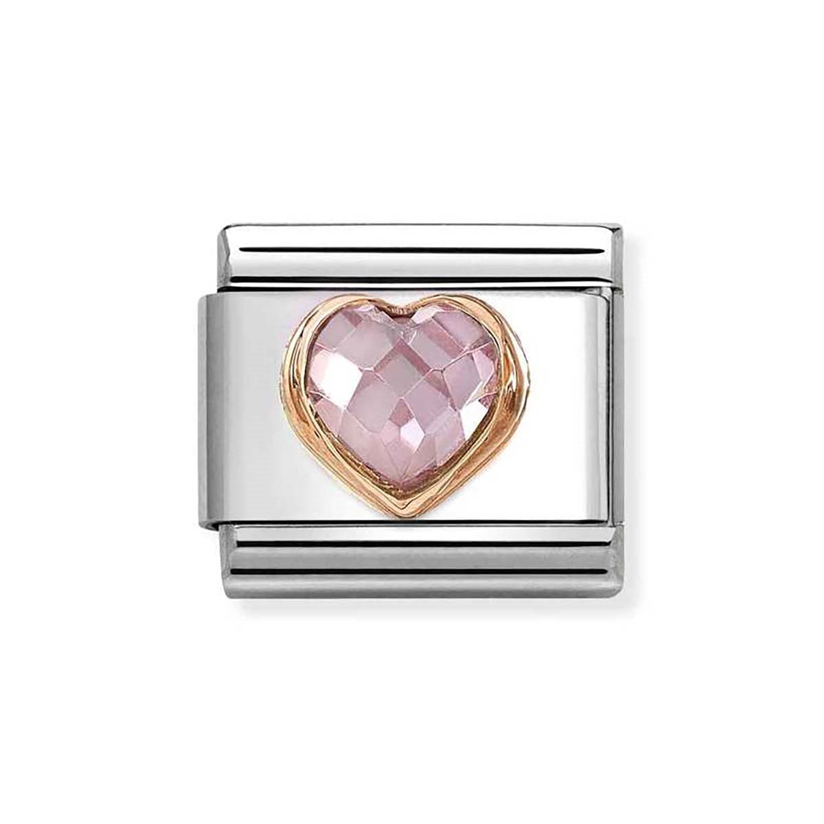Nomination Rose Gold Purple Faceted Heart Charm