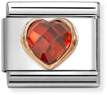 Nomination Rose Gold Red Faceted Heart Charm