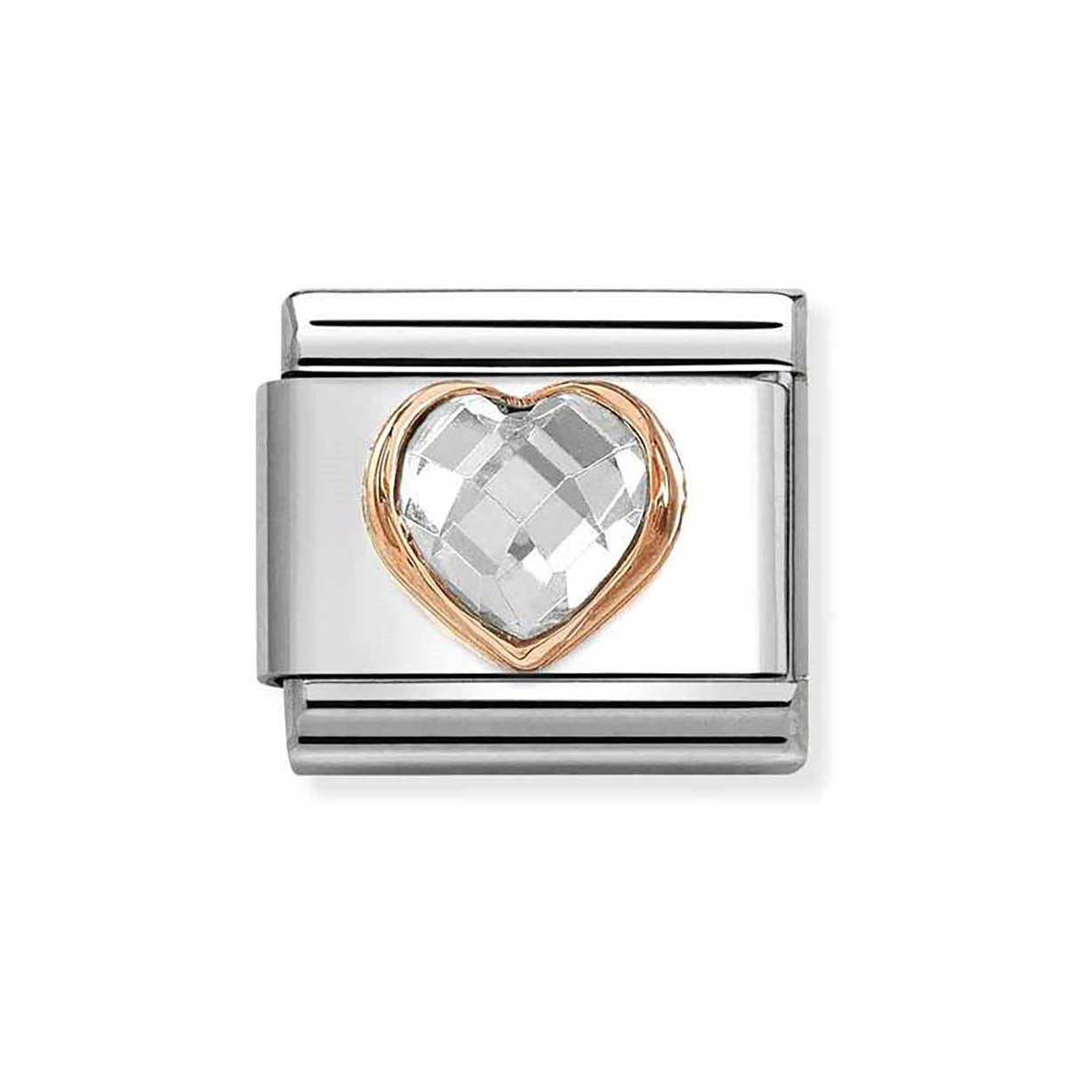 Nomination Rose Gold White Faceted Heart Charm
