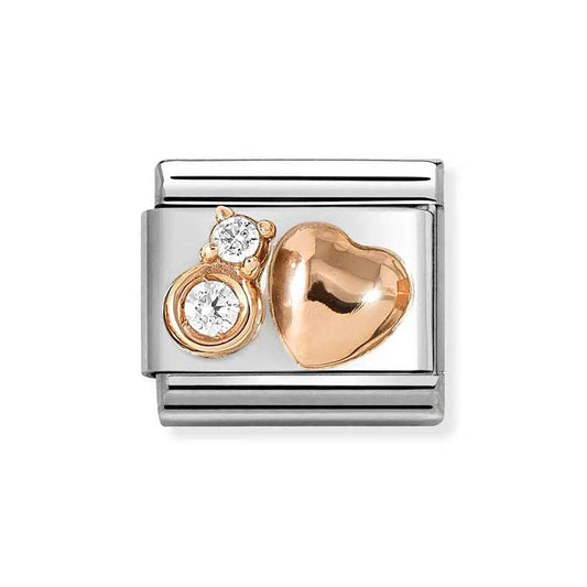 Nomination Rose Gold White Rounded Heart Charm