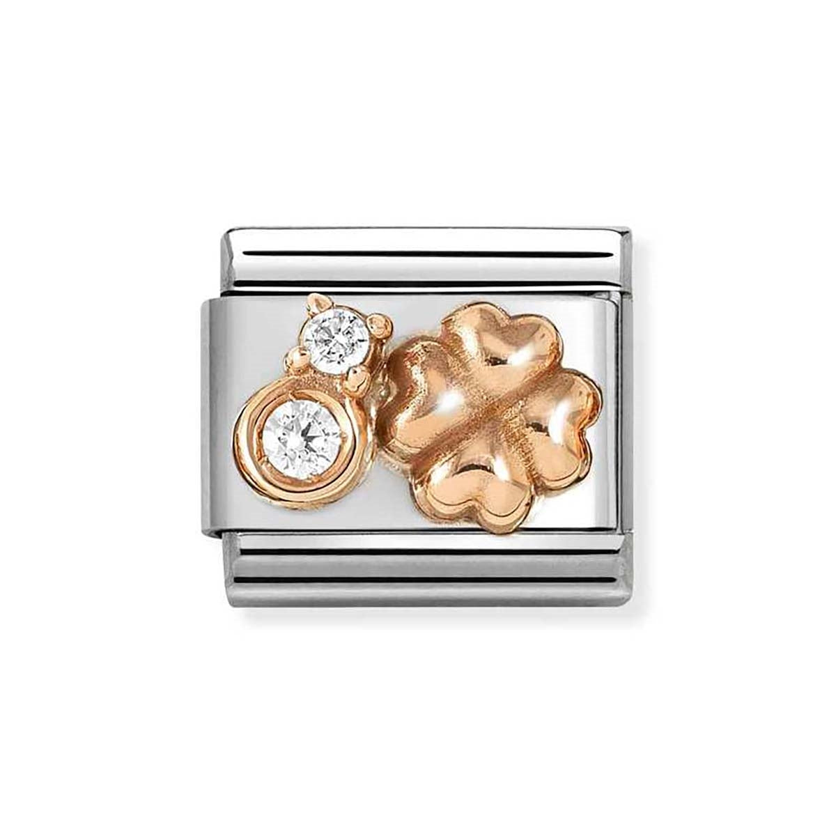 Nomination Rose Gold White Rounded Clover Charm