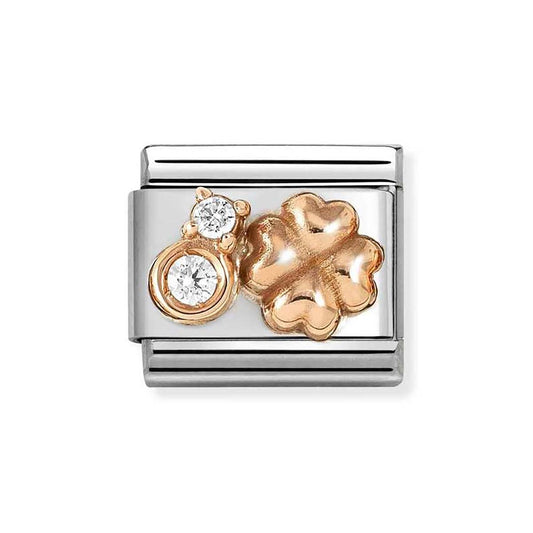 Nomination Rose Gold White Rounded Clover Charm