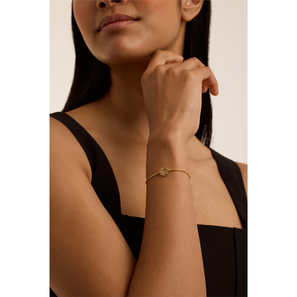 Ted Baker Gold Florina Crystal Flower Slide Bracelet