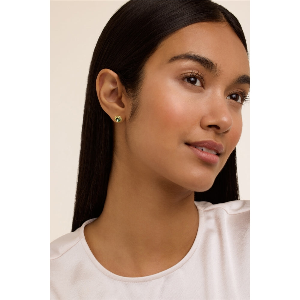 Ted Baker Gold Soletia Solitaire Sparkle Green Halo Studs
