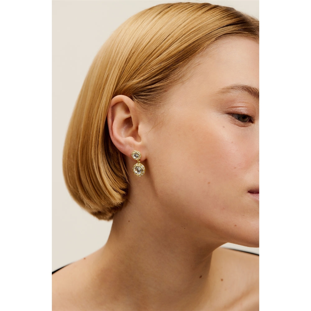 Ted Baker Gold Sollia Solitaire Sparkle Halo Drop Earrings