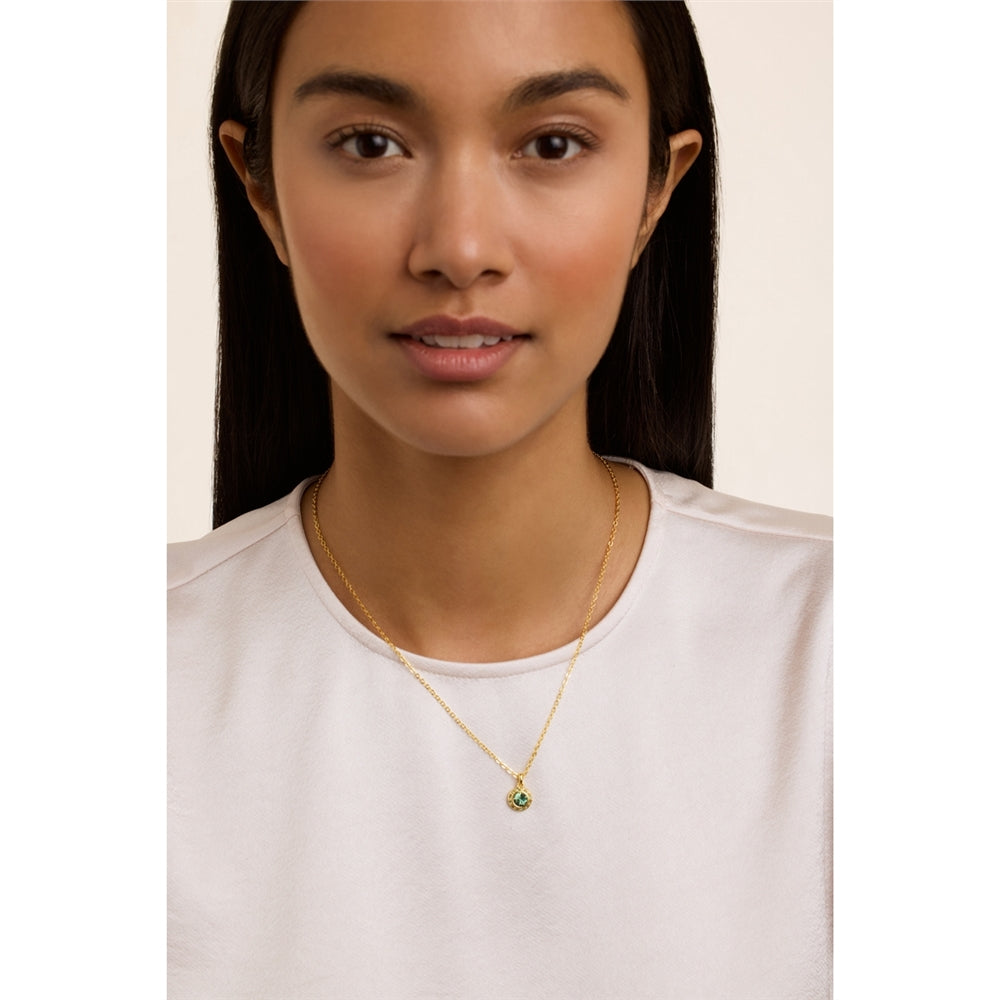 Ted Baker Gold Soltell Solitaire Sparkle Green Halo Necklace