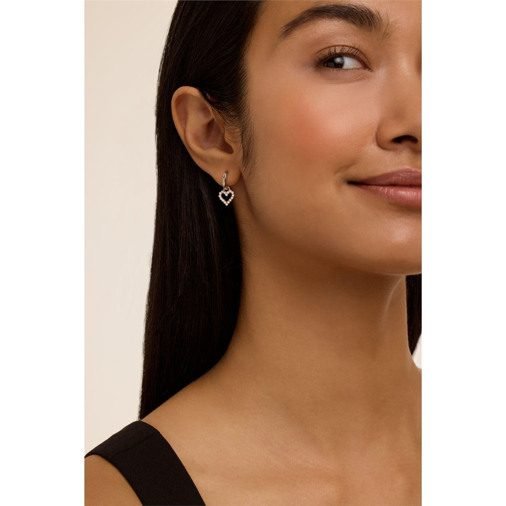 Ted Baker Silver Amora Crystal Halo Heart Huggie Earrings