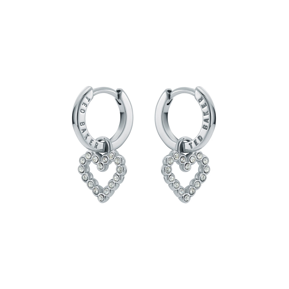 Ted Baker Silver Amora Crystal Halo Heart Huggie Earrings