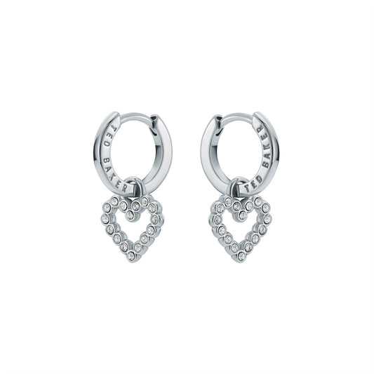 Ted Baker Silver Amora Crystal Halo Heart Huggie Earrings