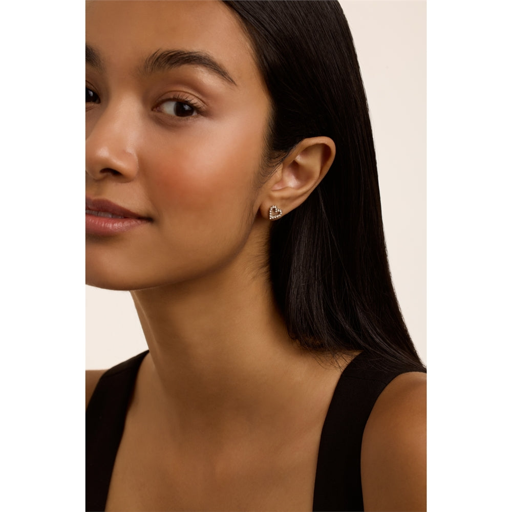 Ted Baker Silver Amorina Crystal Halo Heart Studs