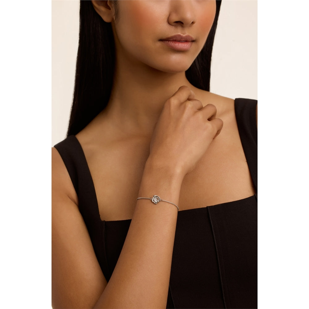 Ted Baker Silver Florina Crystal Flower Slide Bracelet