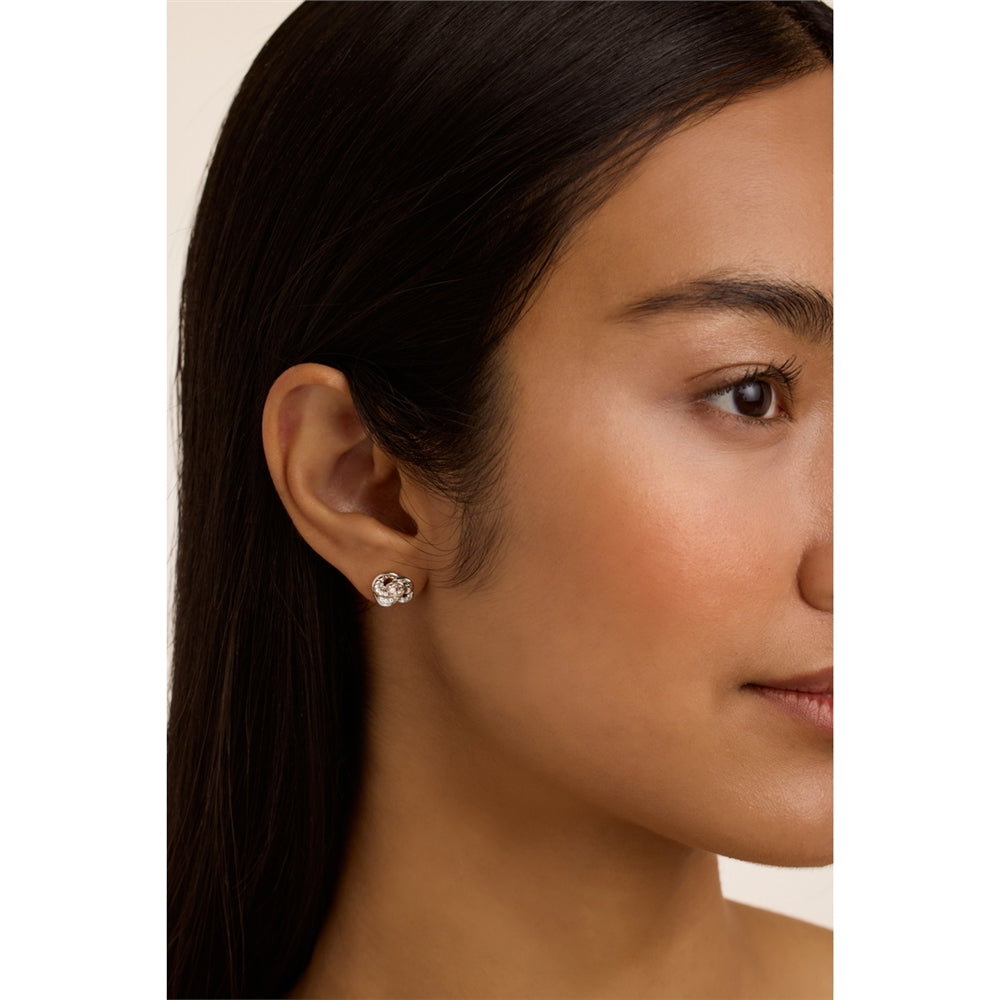 Ted Baker Silver Florine Crystal Flower Stud Earrings