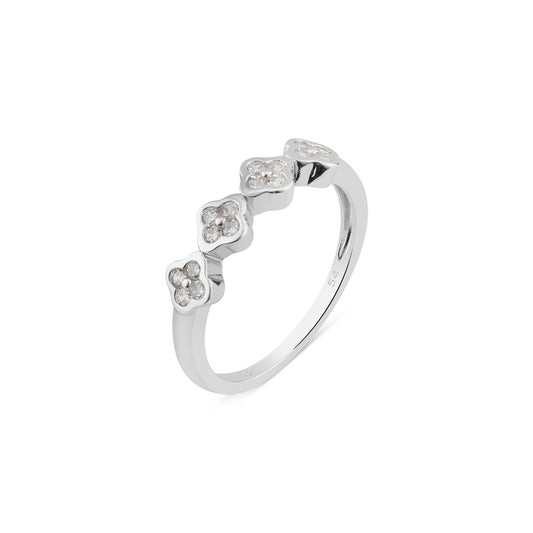 Argento Silver Clover Pavé Ring