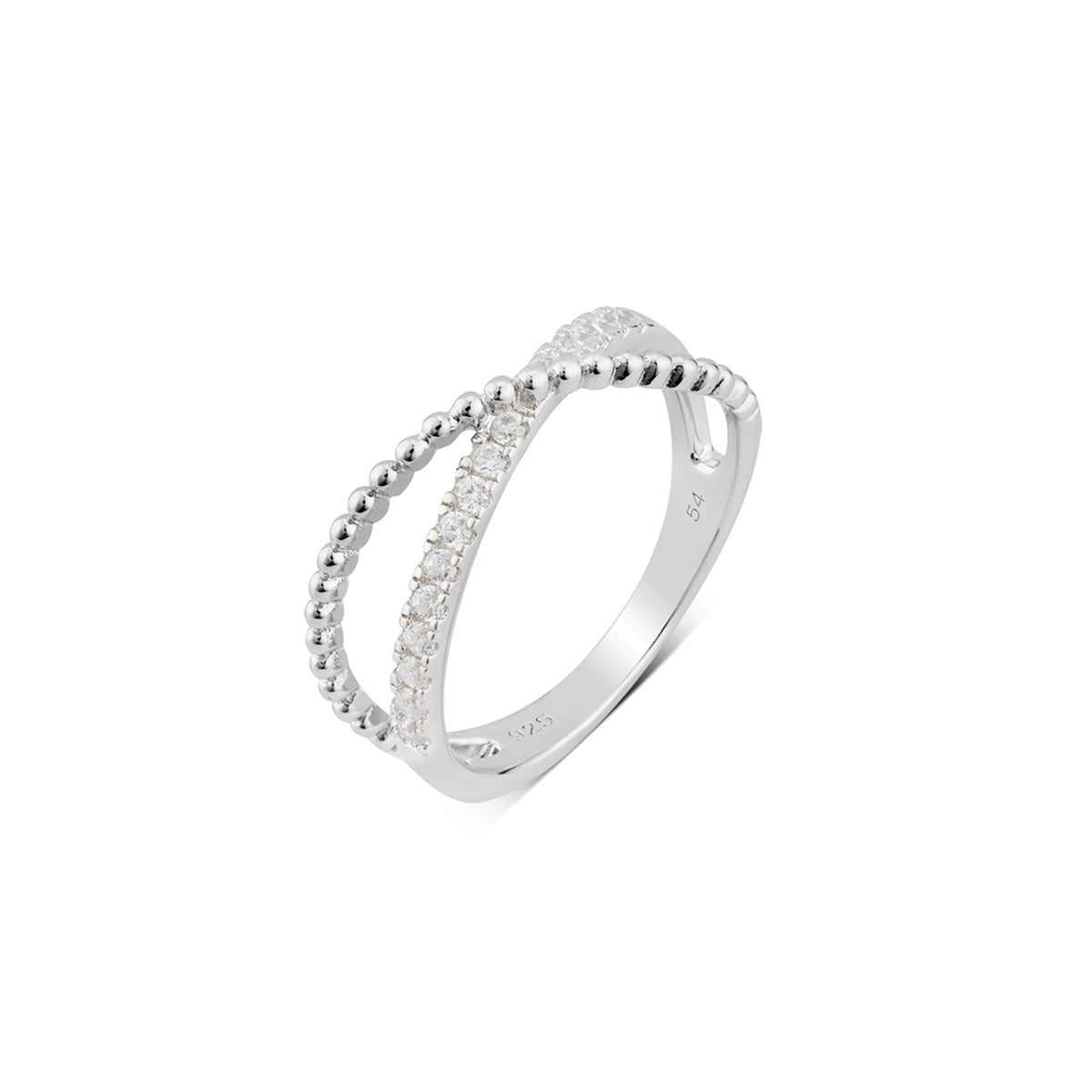 Argento Silver Crisscross Beaded Ring