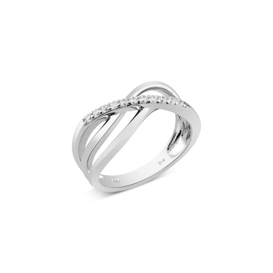 Argento Silver Crossover Crystal Wave Ring