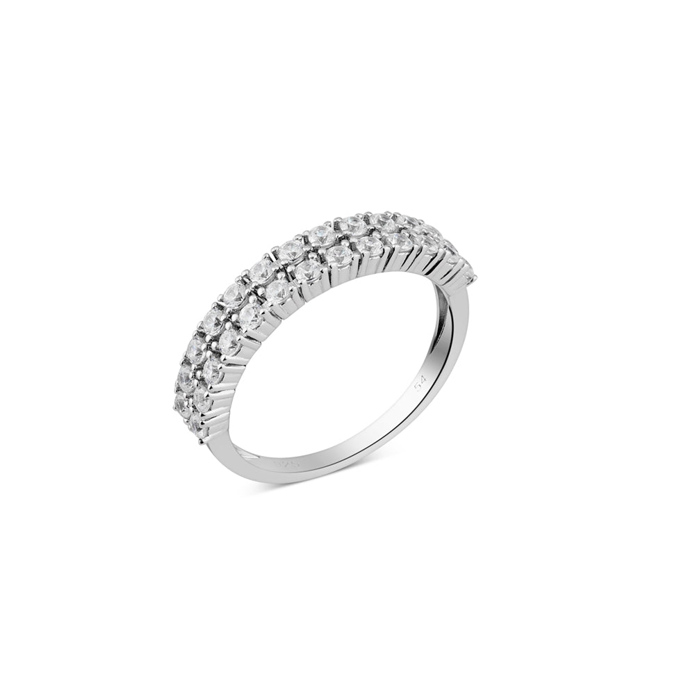 Argento Silver Double Crystal Band Ring