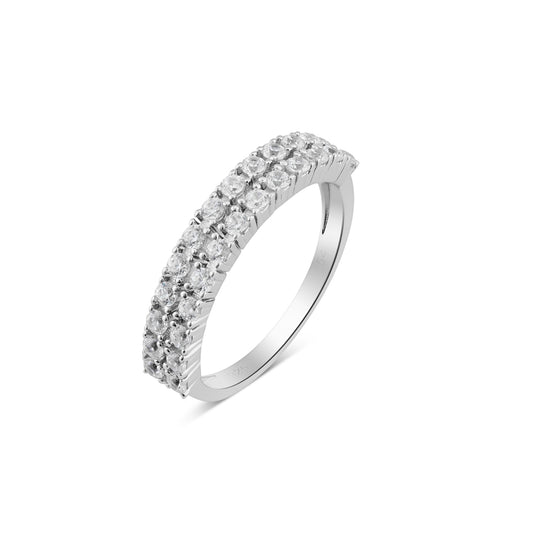 Argento Silver Double Crystal Band Ring