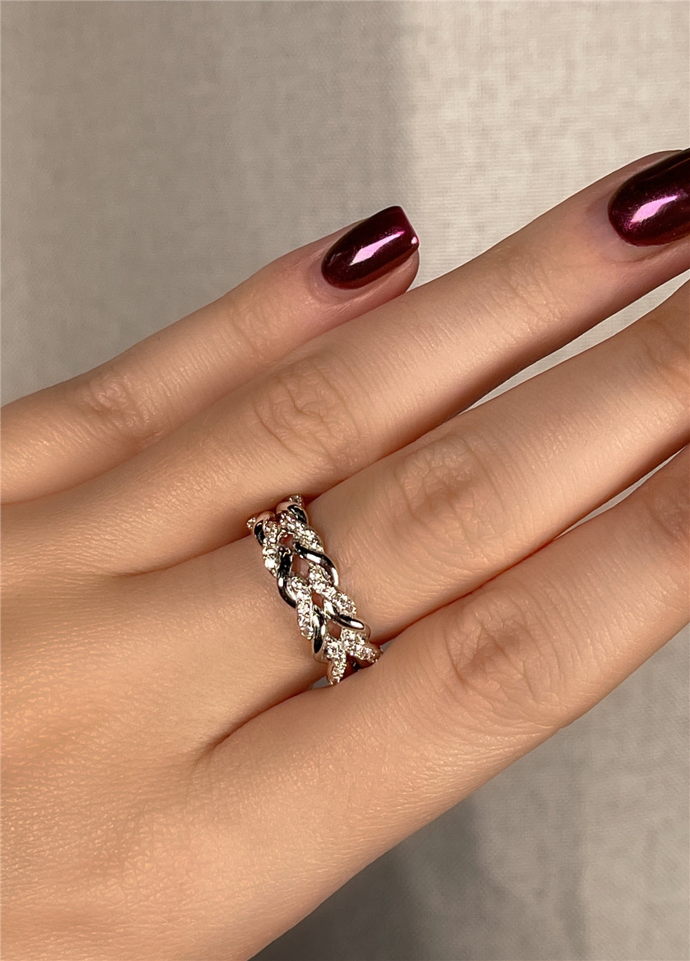 Argento Silver Pavé Chunky Chain Ring