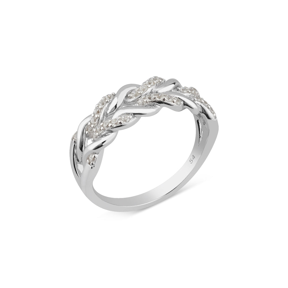 Argento Silver Pavé Chunky Chain Ring