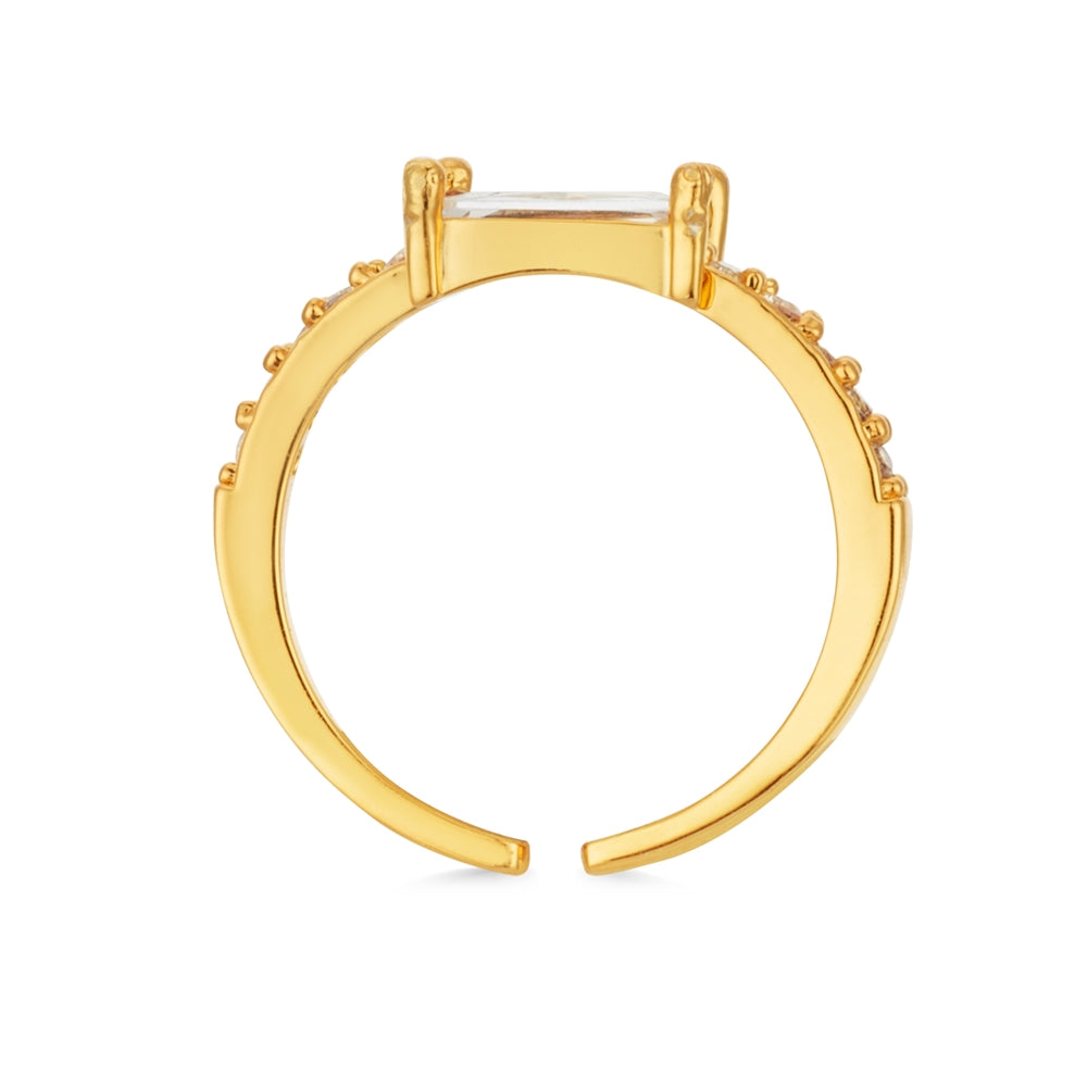 August Woods Gold Clear Crystal Adjustable Ring