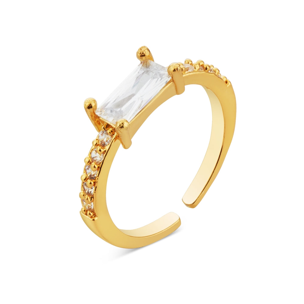 August Woods Gold Clear Crystal Adjustable Ring