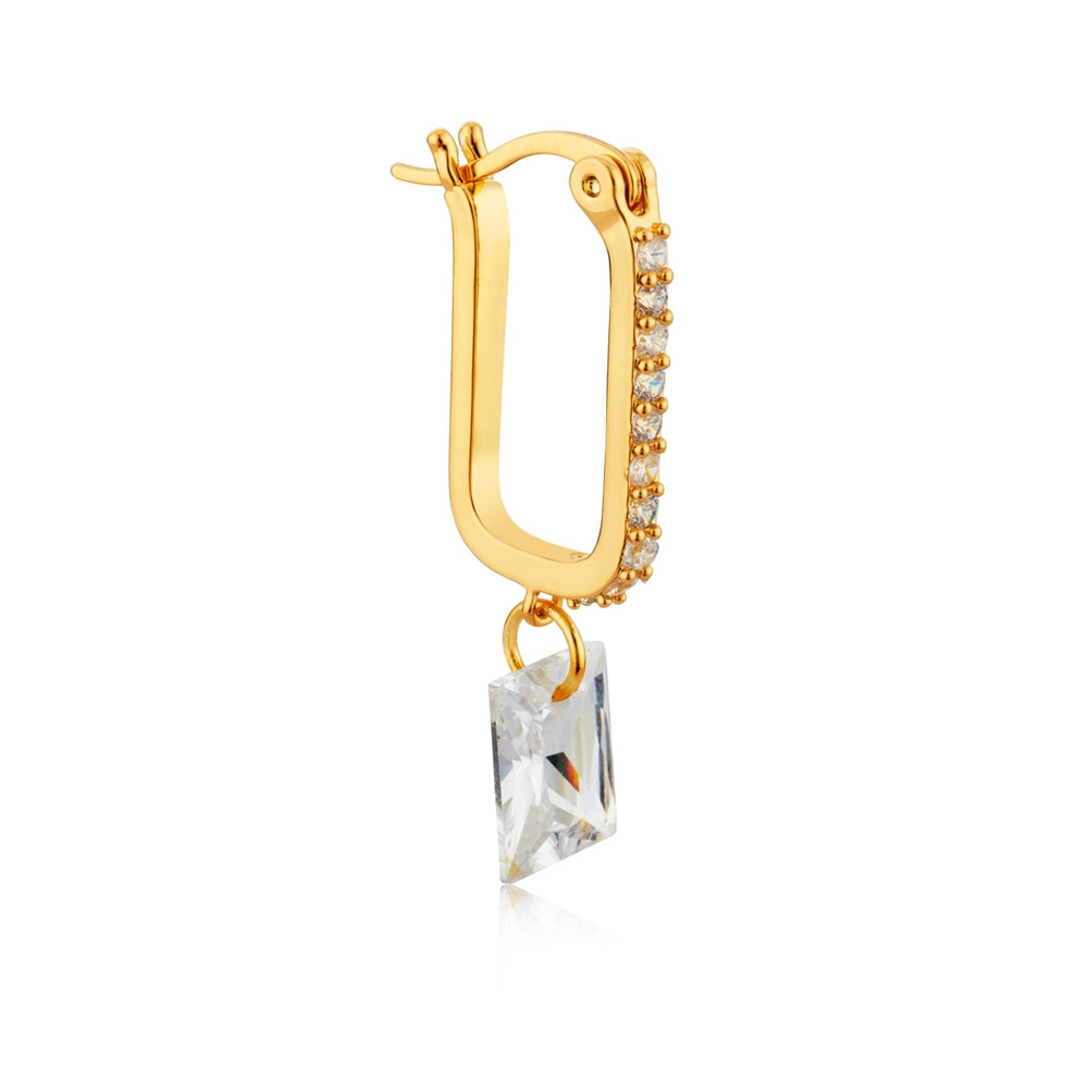 August Woods Gold Clear Crystal Hoop Earrings
