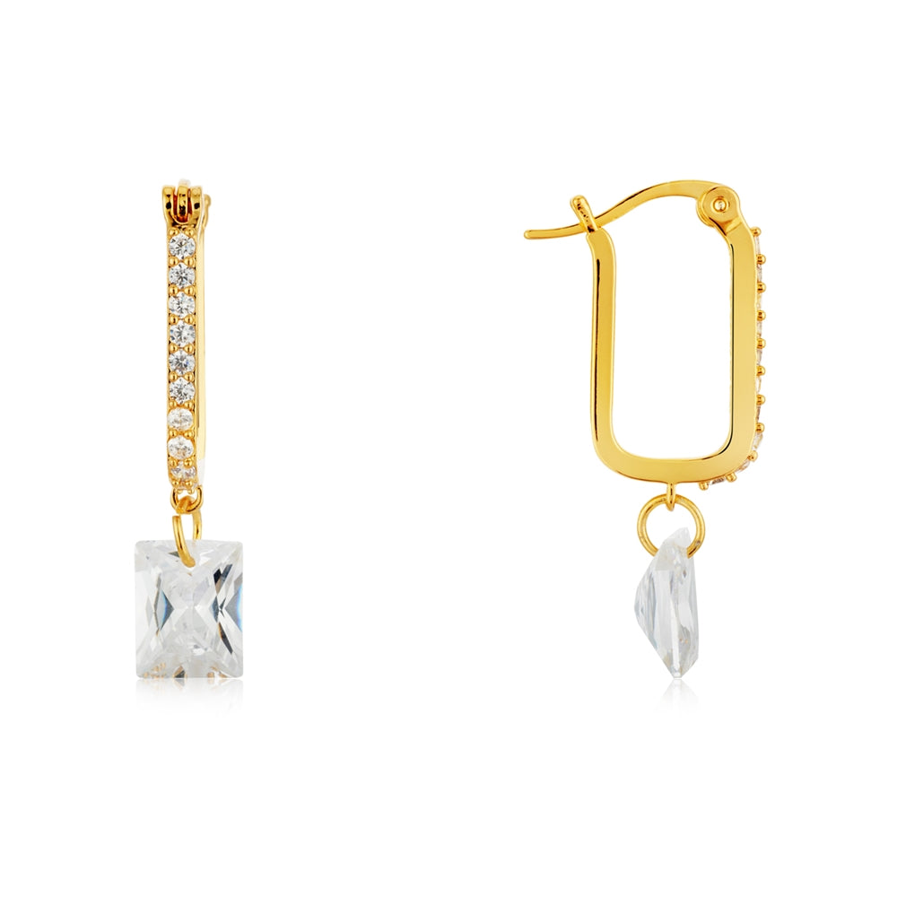 August Woods Gold Clear Crystal Hoop Earrings