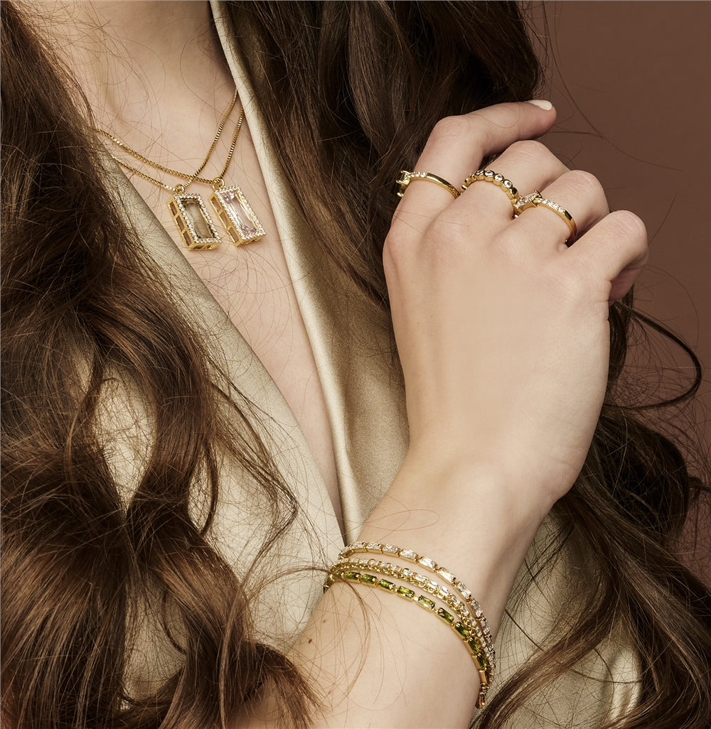August Woods Gold Clear Crystal Tennis Bracelet