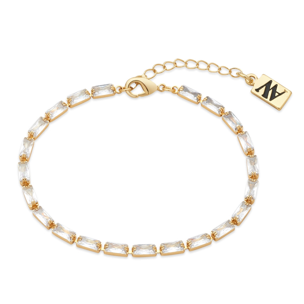 August Woods Gold Clear Crystal Tennis Bracelet