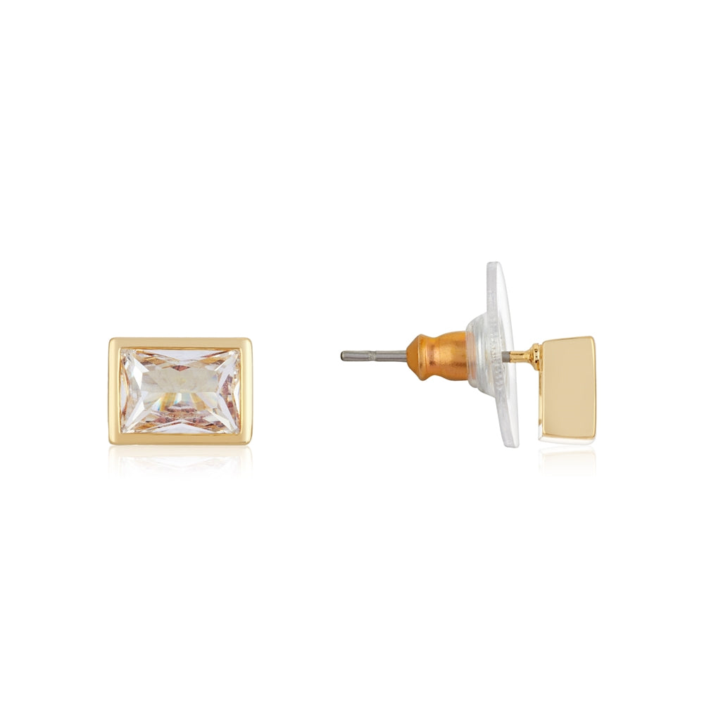 August Woods Gold Glimmer Clear Crystal Stud Earrings