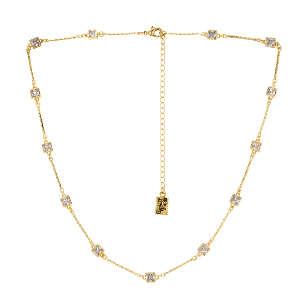 August Woods Gold Glimmer Clear Multi Crystal Necklace