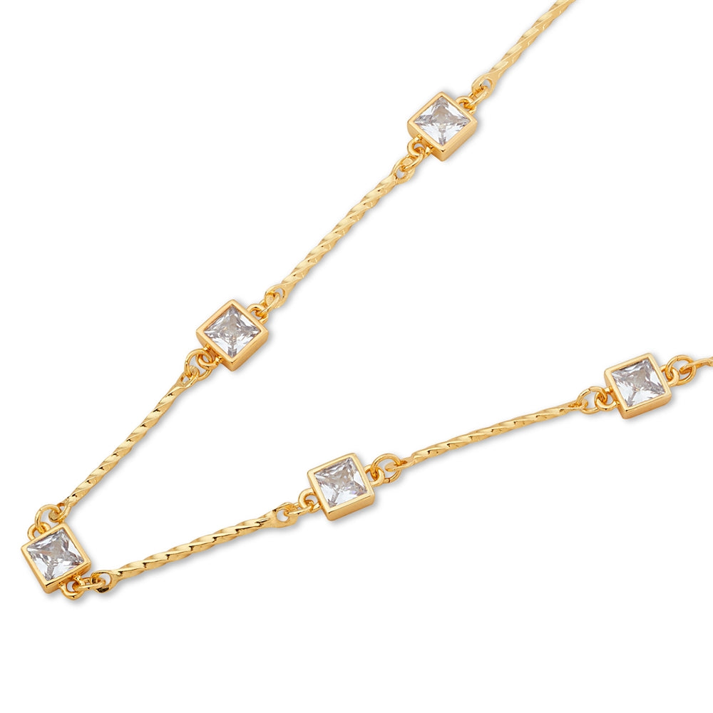 August Woods Gold Glimmer Clear Multi Crystal Necklace