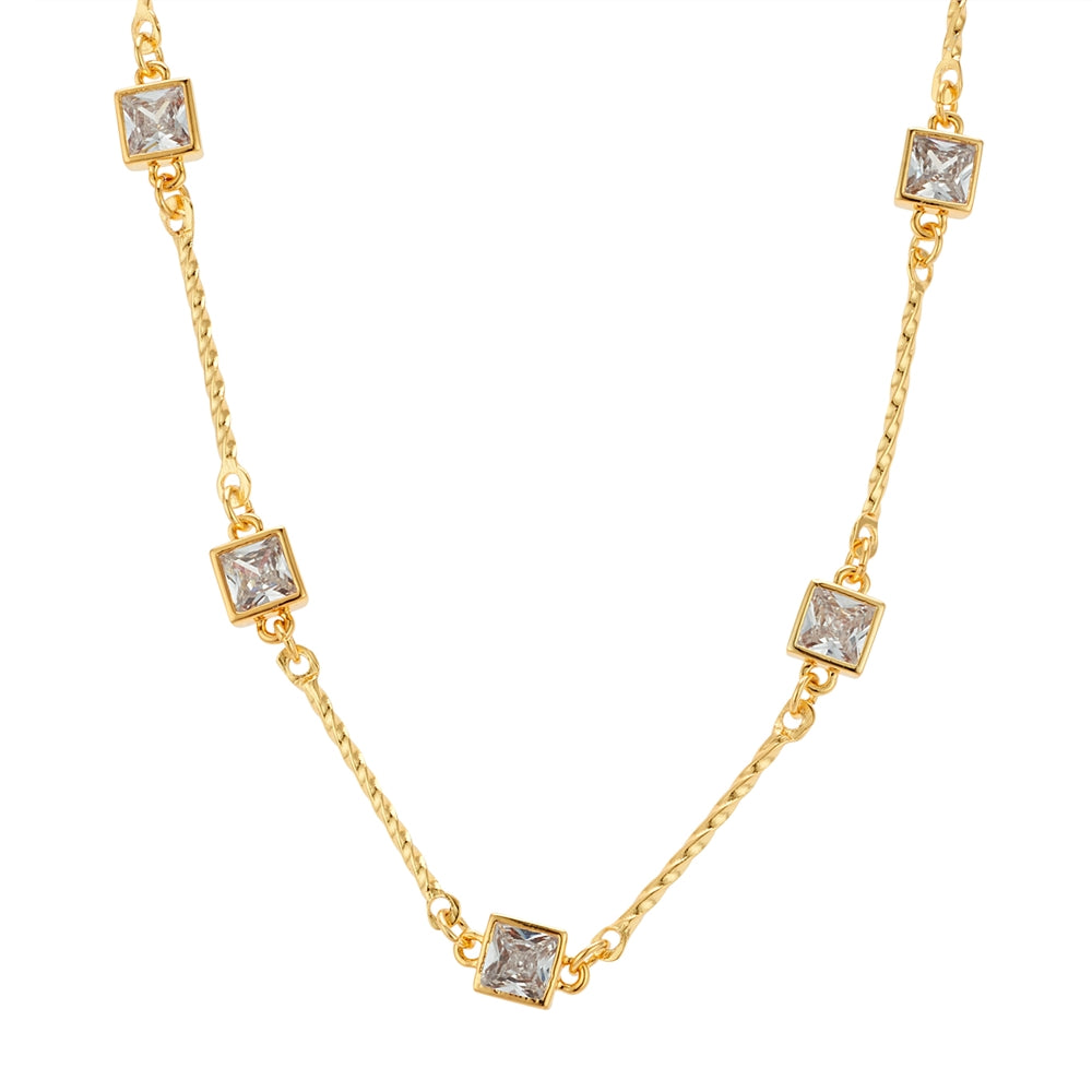 August Woods Gold Glimmer Clear Multi Crystal Necklace