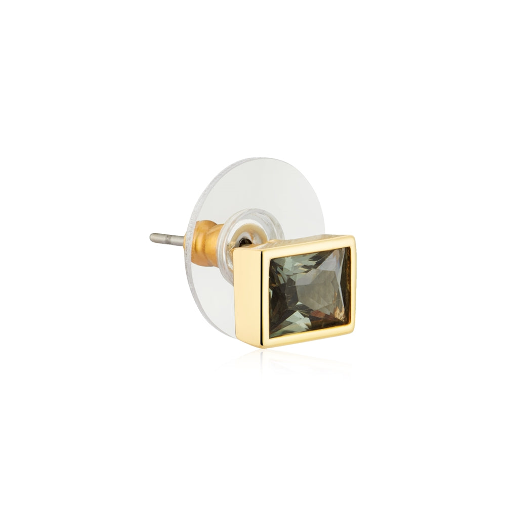 August Woods Gold Glimmer Green Crystal Stud Earrings
