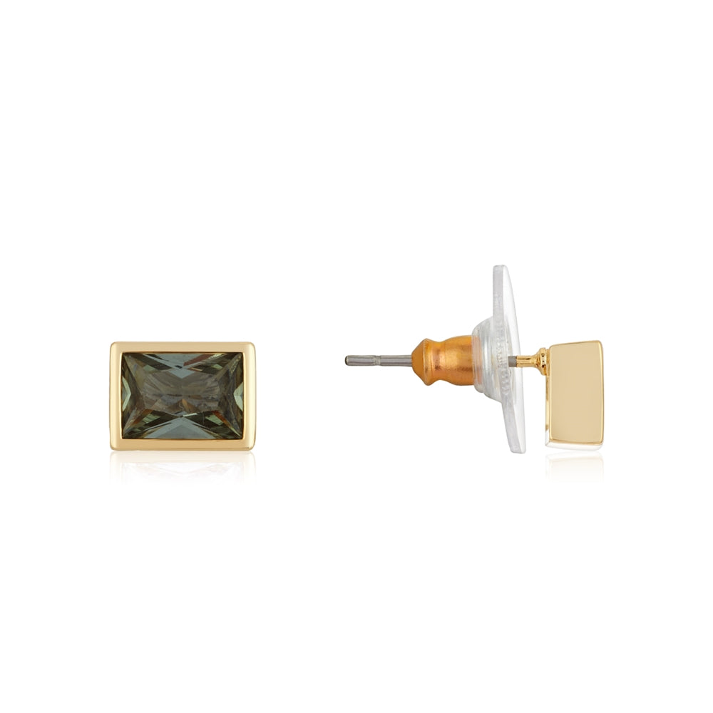 August Woods Gold Glimmer Green Crystal Stud Earrings
