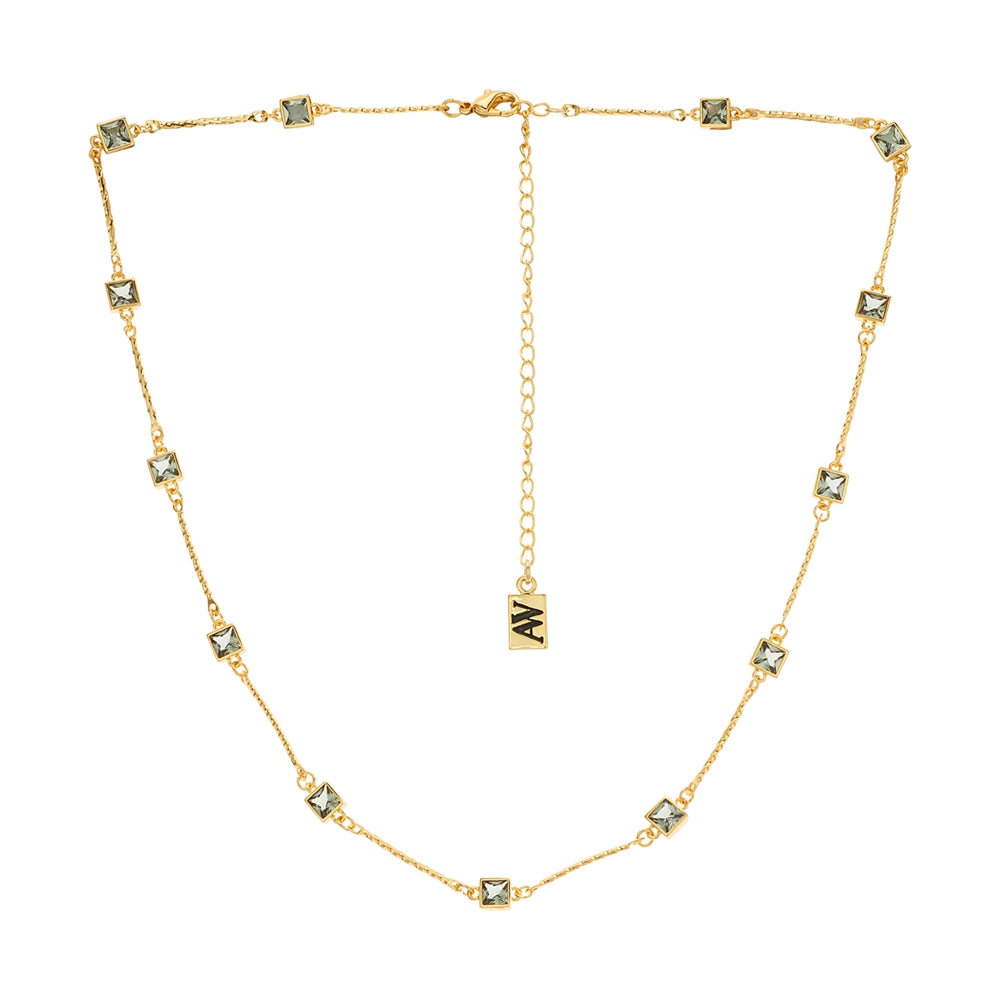 August Woods Gold Glimmer Green Multi Crystal Necklace