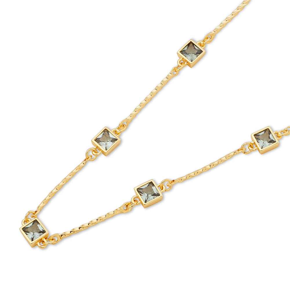 August Woods Gold Glimmer Green Multi Crystal Necklace