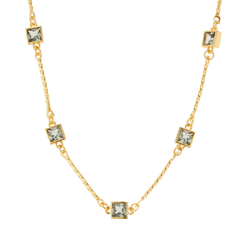 August Woods Gold Glimmer Green Multi Crystal Necklace