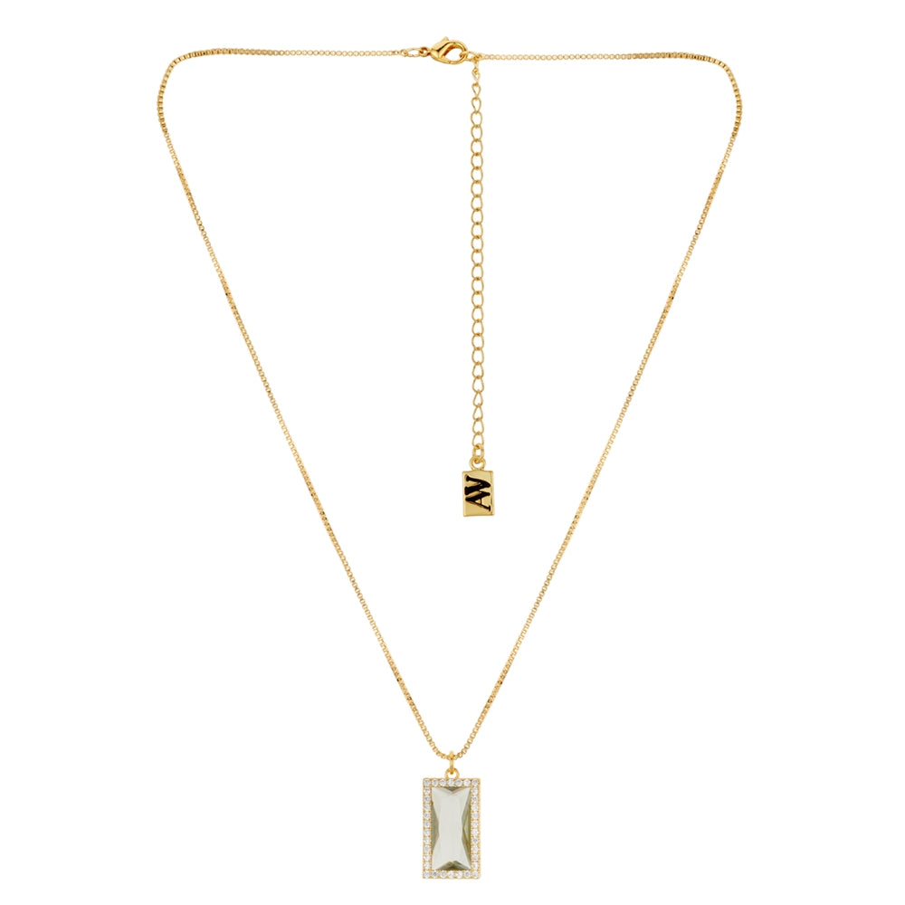 August Woods Gold Tourmaline Baguette Cut Statement Necklace
