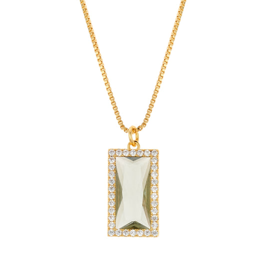 August Woods Gold Tourmaline Baguette Cut Statement Necklace