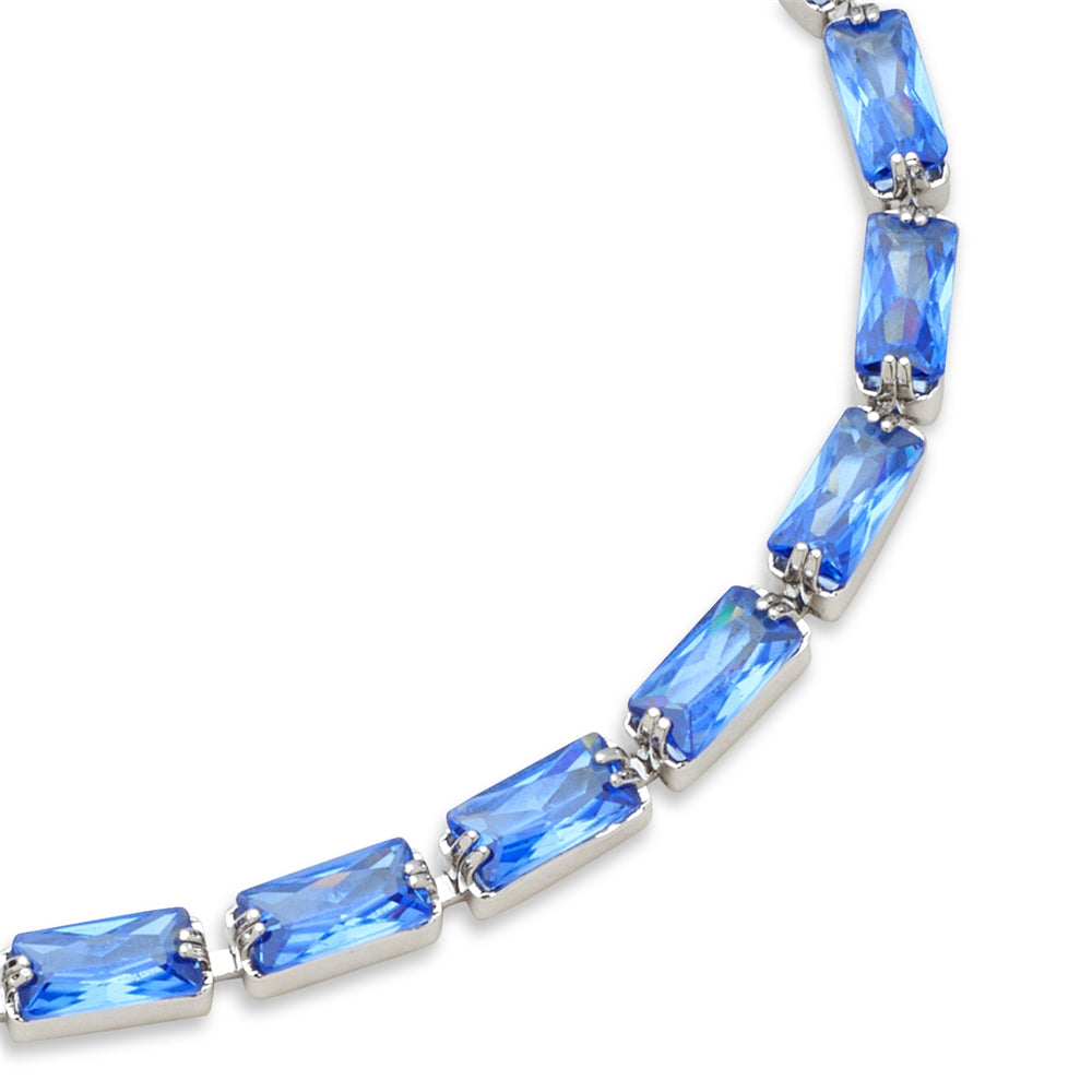 August Woods Silver Sapphire Crystal Tennis Bracelet