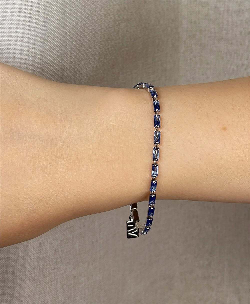 August Woods Silver Sapphire Crystal Tennis Bracelet