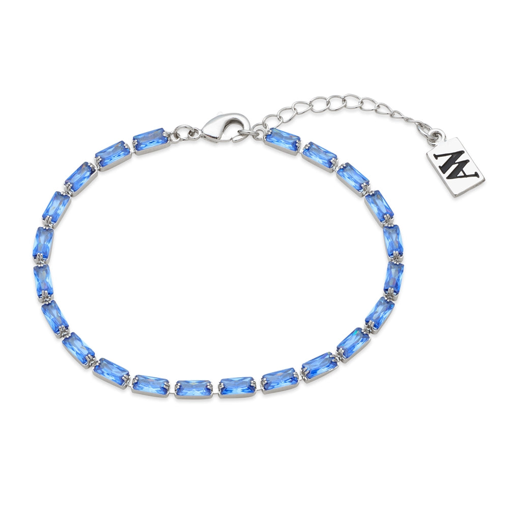 August Woods Silver Sapphire Crystal Tennis Bracelet