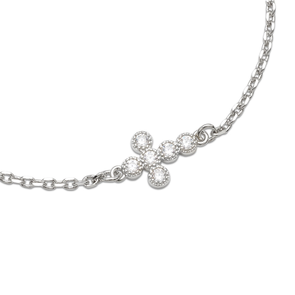 August Woods Silver Crystal Cross Bracelet