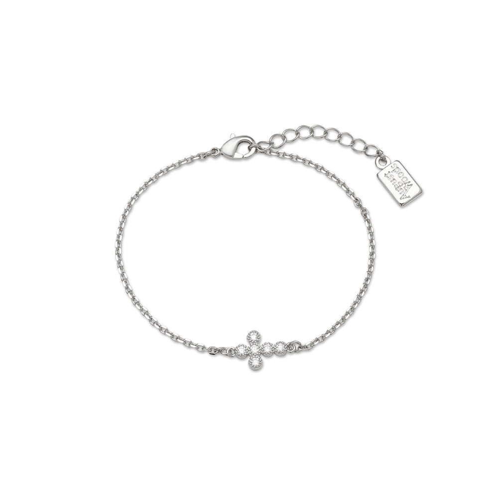 August Woods Silver Crystal Cross Bracelet