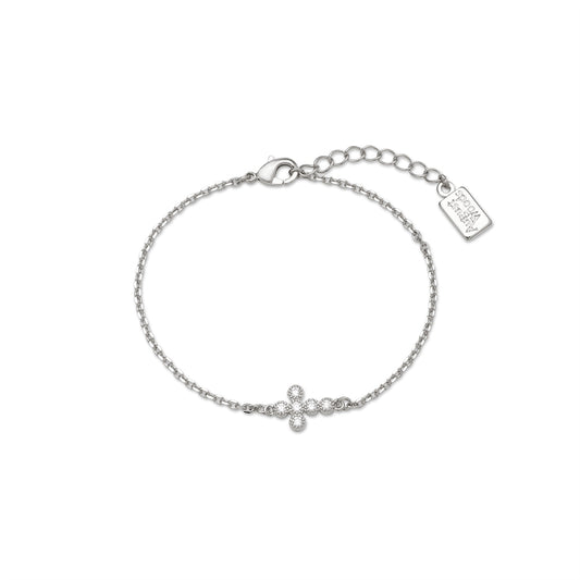 August Woods Silver Crystal Cross Bracelet