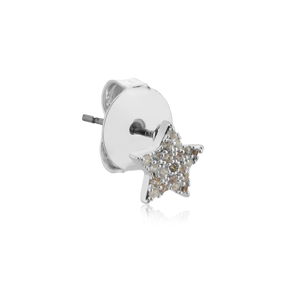 August Woods Silver Crystal Star Stud Earrings
